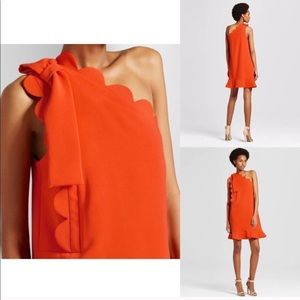 Orange one shoulder dress